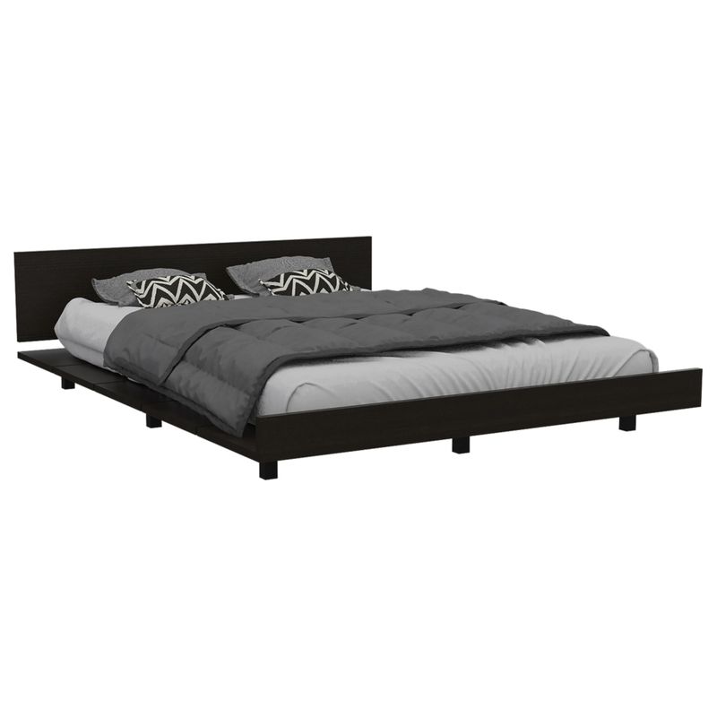 TUHOME - Base De Cama Kaia 2 Plazas Wengue Y Miel 51x160x212 Cm
