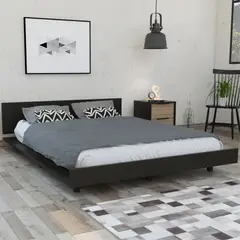 TUHOME - Base De Cama Kaia 2 Plazas Wengue Y Miel 51x160x212 Cm