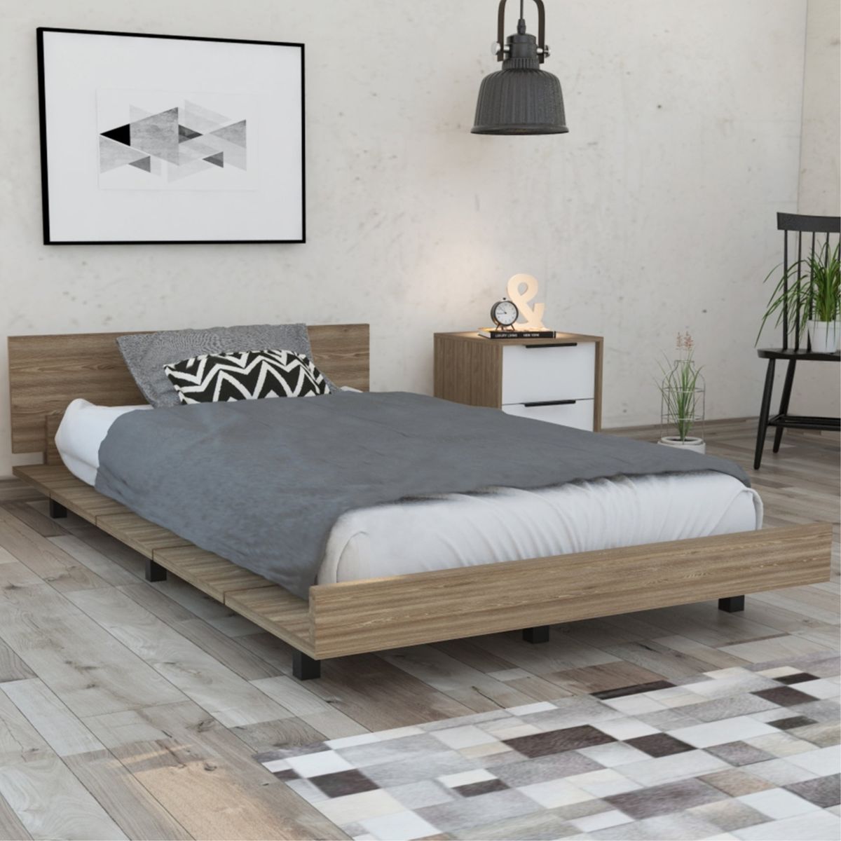 TUHOME - Base De Cama Kaia 1 Plaza 120 Cm Miel
