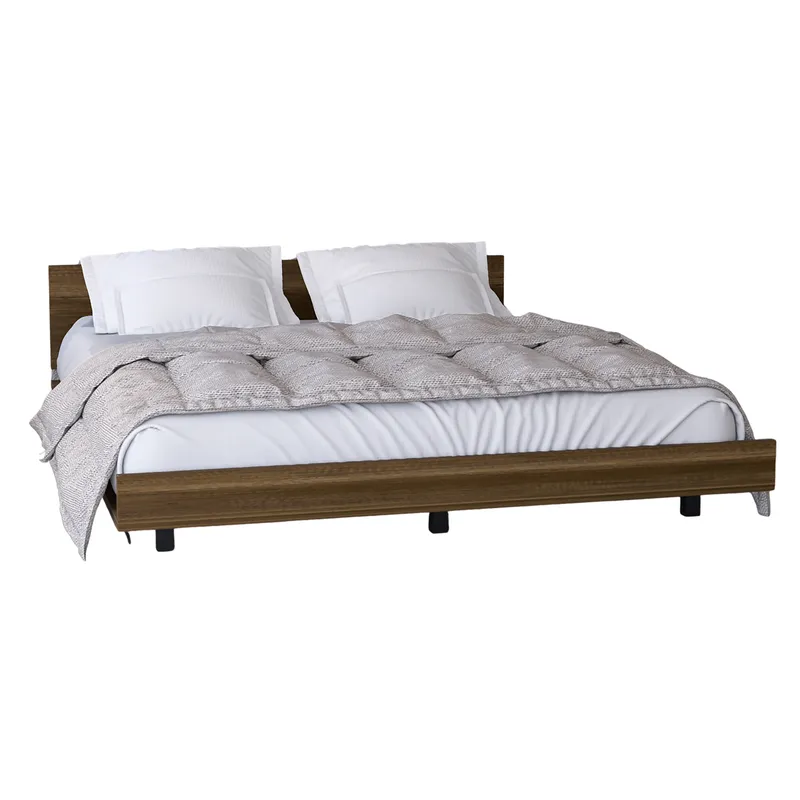 TUHOME - Base De Cama Kaia 2 Plazas Caramelo Y Wengue 51x160x212 Cm