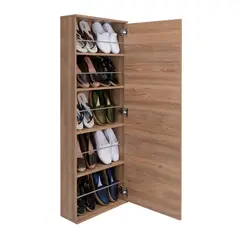 TUHOME - Zapatero Organizador Leto Con Espejo Miel 138x47x17 Cm