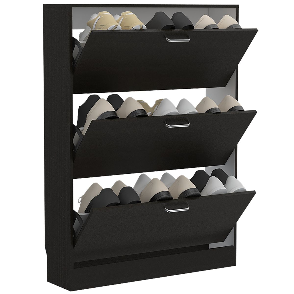 TUHOME - Zapatero Organizador Z Wengue Y Blanco 128x94x24 Cm