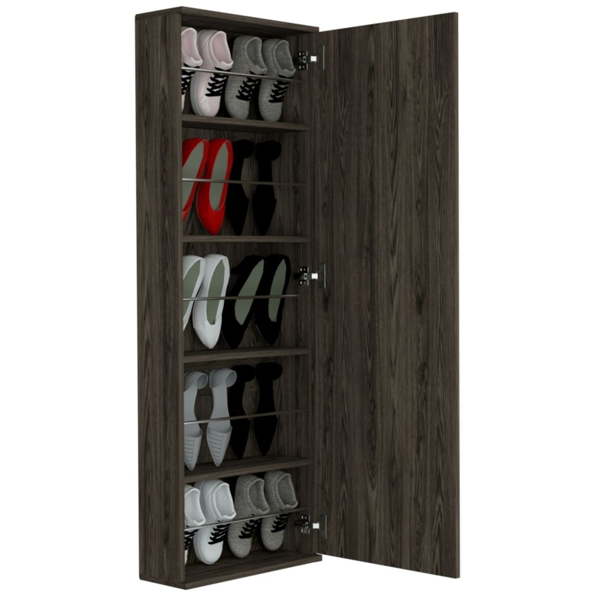 TUHOME - Zapatero Organizador Leto Con Espejo Coñac 138x47x17 Cm