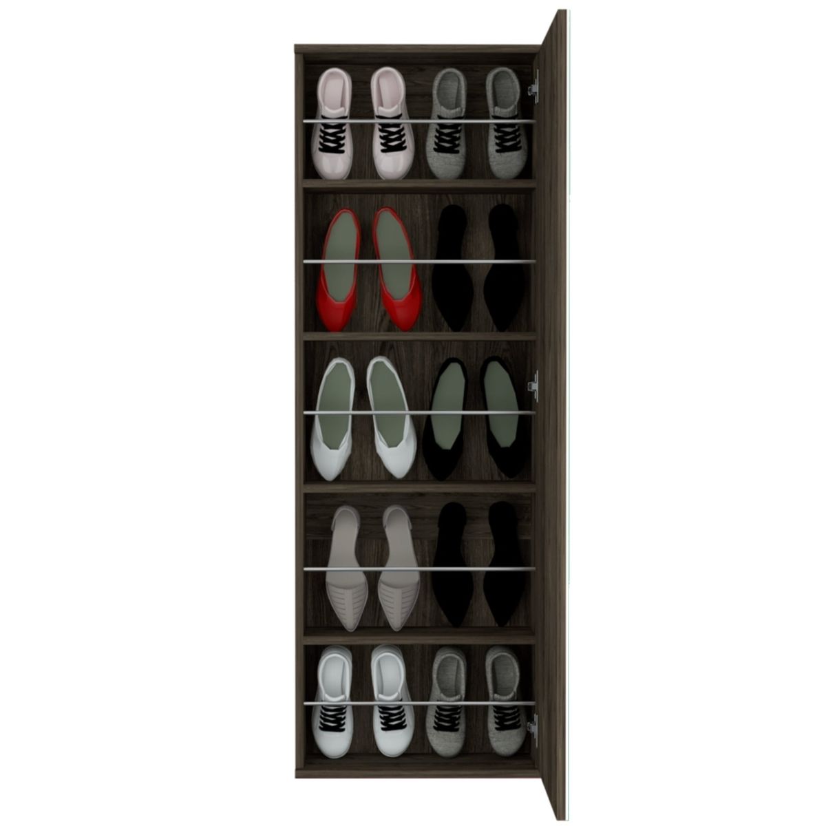 TUHOME - Zapatero Organizador Leto Con Espejo Coñac 138x47x17 Cm