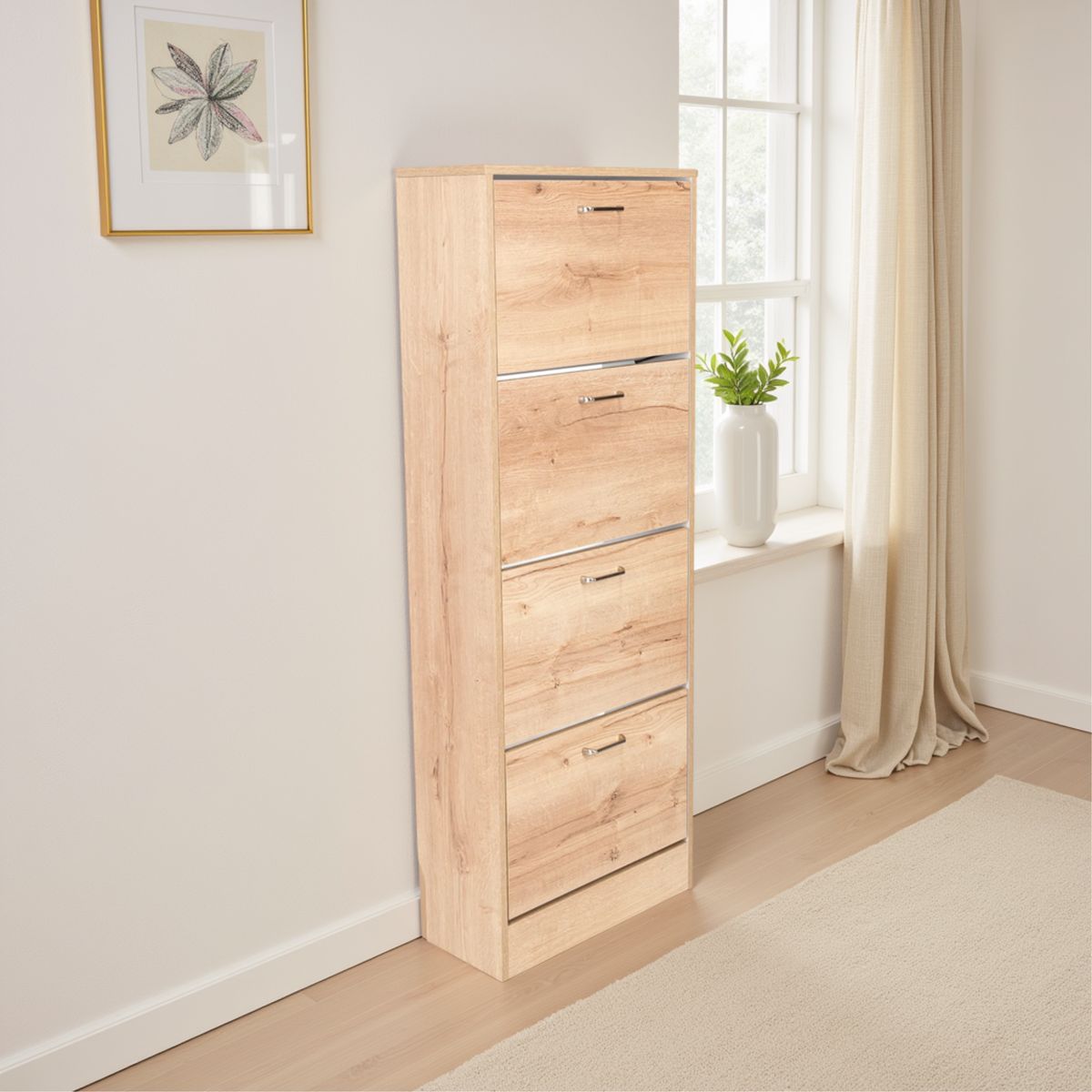 TUHOME - Zapatero Organizador Z-51 Duna Y Blanco 140x51x23 Cm