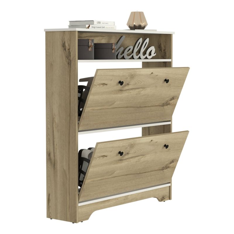 TUHOME - Cómoda Zapatero Z-100 2 Puertas Abatibles Duna Y Blanco