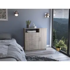 TUHOME - Cómoda Perú 4 Cajones 1 Puerta Bardolino 88x91x45 Cm