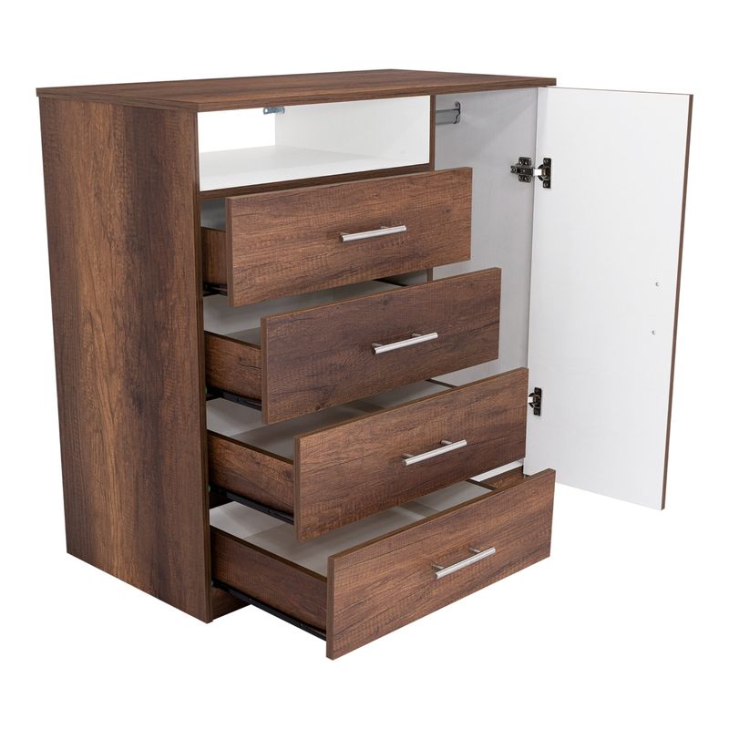 TUHOME - Cómoda Perú 4 Cajones 1 Puerta Caramelo Y Blanco 88x91x45 Cm