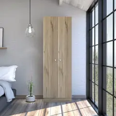 TUHOME - Closet 2 Puertas - Café Claro y Blanco 180x60x30.2 cm