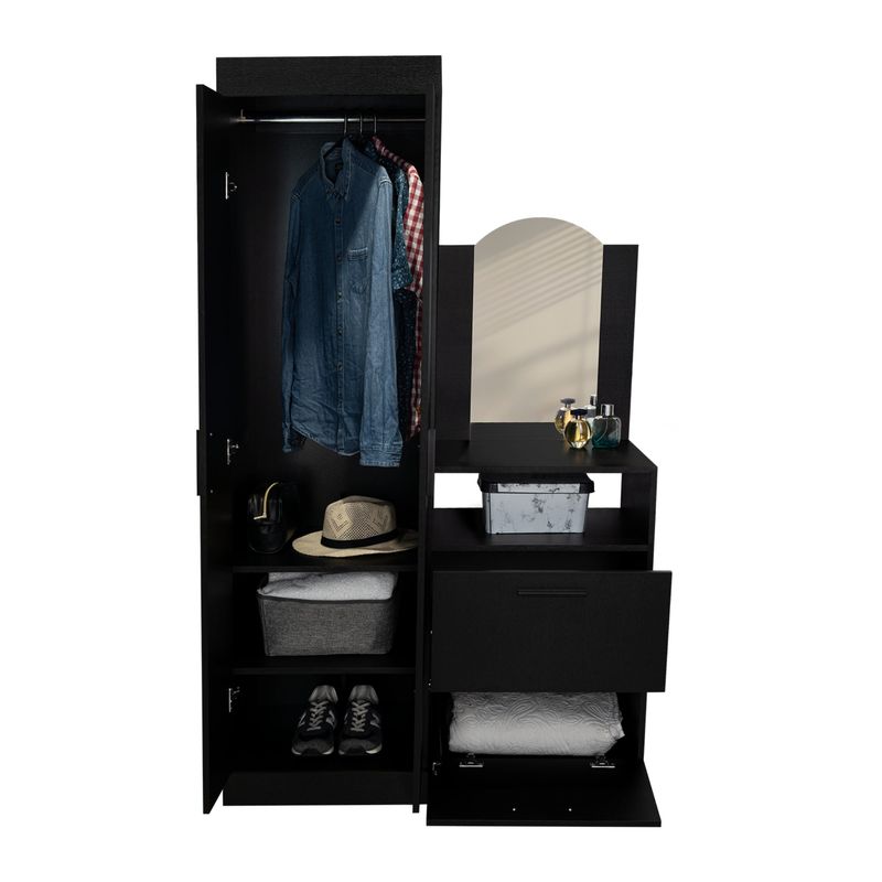 TUHOME - Closet Cómoda Praga 3 Puertas 1 Cajón Y Espejo Wengue