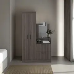 TUHOME - Closet Cómoda Praga 3 Puertas 1 Cajón Y Espejo Milan