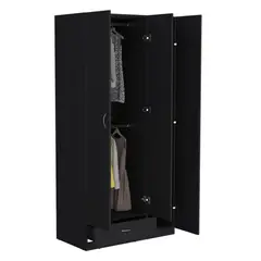 TUHOME - Clóset 3 Puertas 1 Cajón Con Colgadores 1846x90x473 Cm Wengue