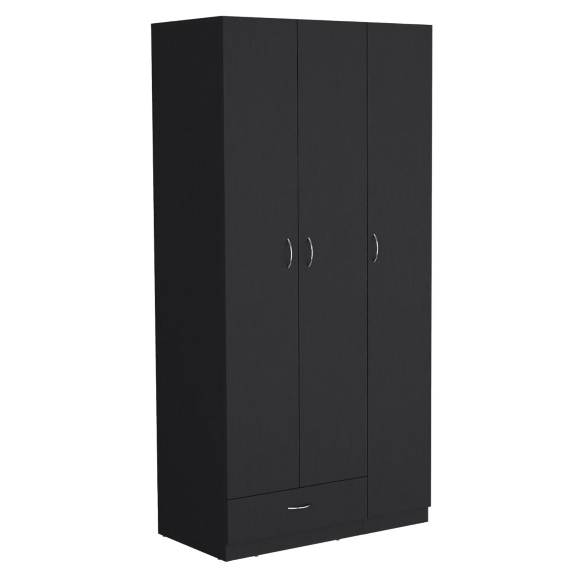 TUHOME - Closet 3 Puertas 1 Cajón - Negro 184.6x90x47.3 cm