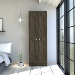 TUHOME - Closet 2 Puertas Home Coñac Y Blanco 180x60x30 Cm