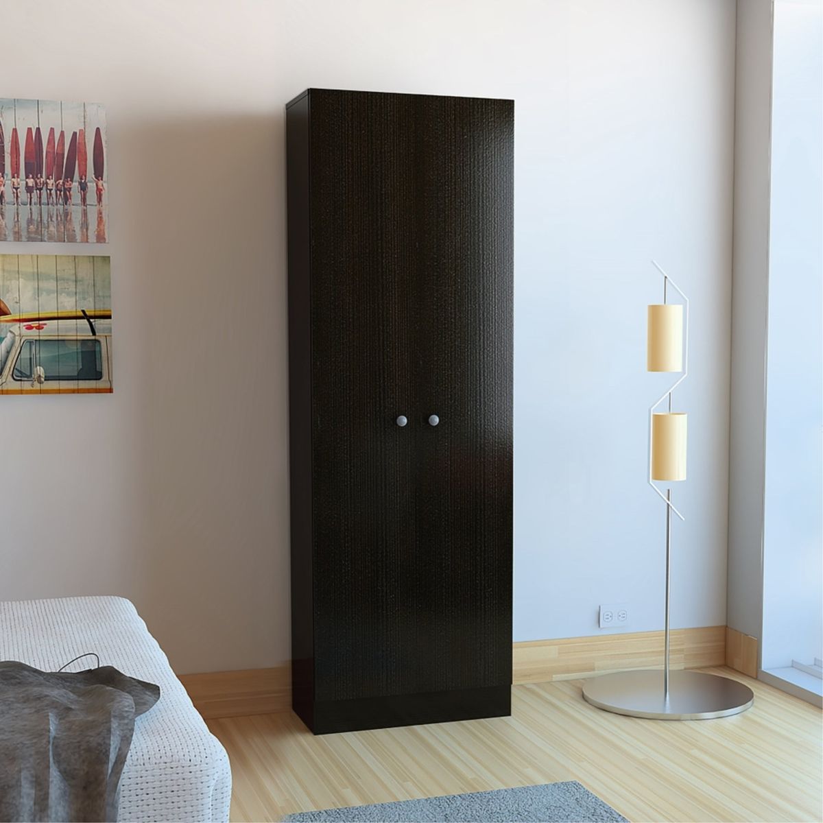 TUHOME - Closet 2 Puertas - Negro 180x60x30.2 cm