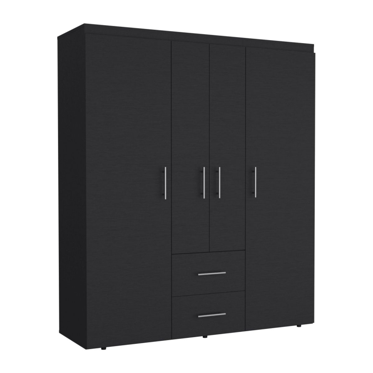 TUHOME - Closet 4 Puertas 2 Cajones - Negro 177.9x150.3x50.4 cm