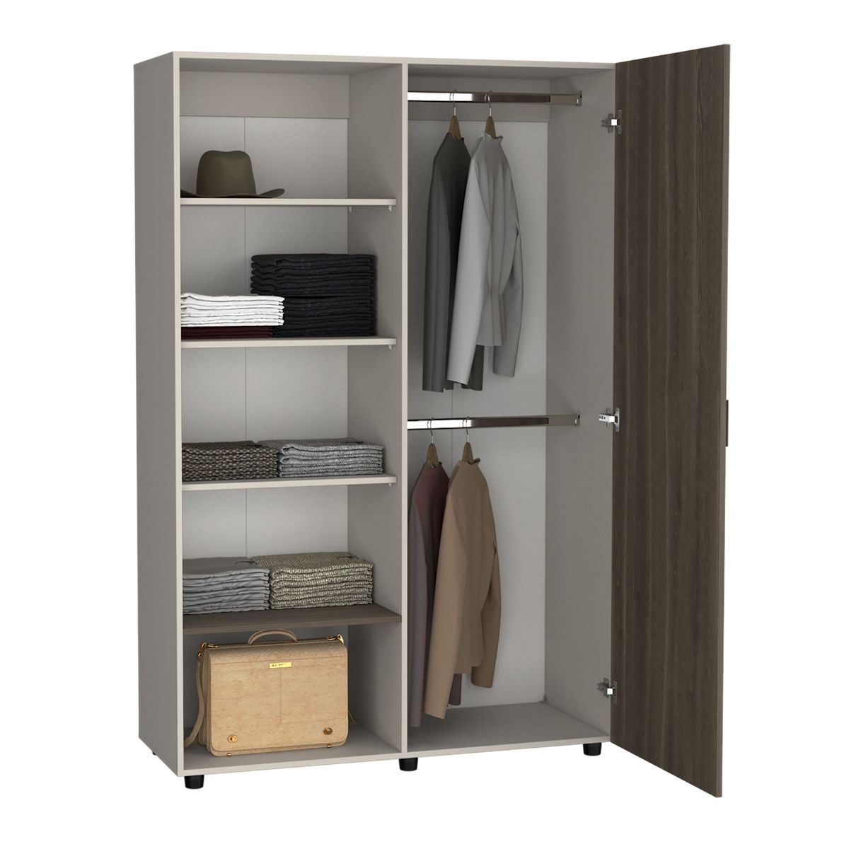 TUHOME - Closet 1 Puerta 5 Repisas - Café Oscuro 184x120x46.9 cm