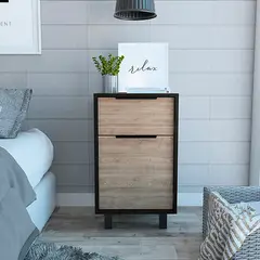 TUHOME - Velador Kaia 1 Cajón 1 Puerta Wengue Y Miel 70x41x36 Cm