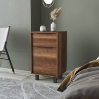 Velador Kaia 1 Cajón 1 Puerta Caramelo Y Wengue 70x41x36 Cm