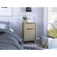 Velador Kaia 1 Cajón 1 Puerta Rovere Y Blanco 70x41x36 Cm