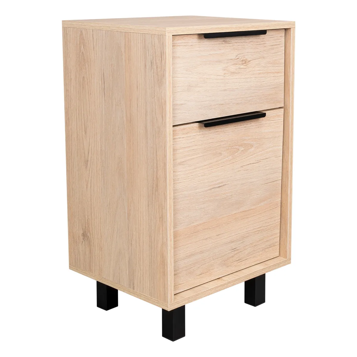 TUHOME - Velador Kaia 1 Cajón 1 Puerta Rovere Y Blanco 70x41x36 Cm