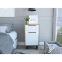 Velador Kaia 1 Cajón 1 Puerta Miel Y Blanco 70x41x36 Cm