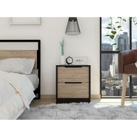 Velador Kaia 2 Cajones Wengue Y Miel 48x41x36 Cm