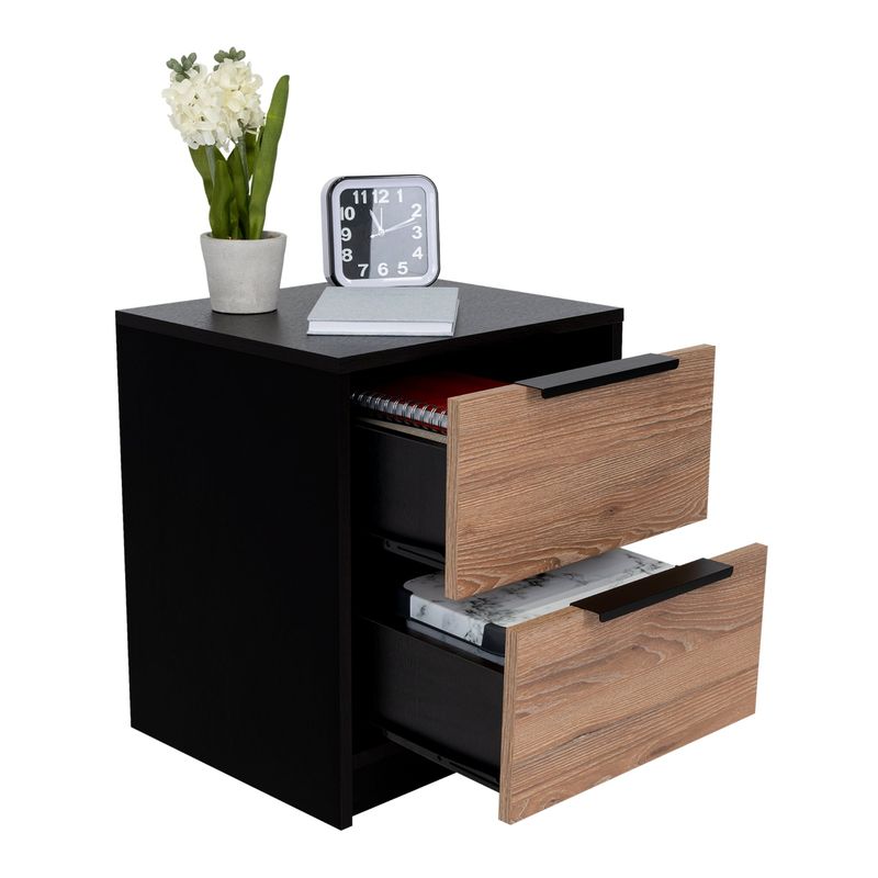 TUHOME - Velador Kaia 2 Cajones Wengue Y Miel 48x41x36 Cm