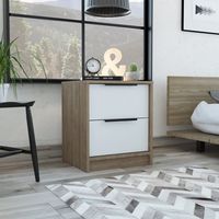 Velador Kaia 2 Cajones Miel Y Blanco 48x41x36 Cm