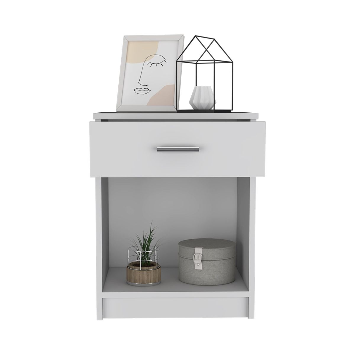 TUHOME - Velador Eco 1 Cajón Blanco 55x42x34 Cm