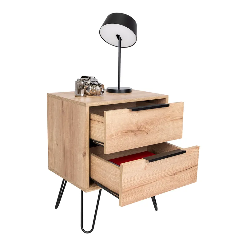 TUHOME - Velador Concept 2 Cajones Duna Y Wengue 57x45x34 Cm