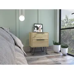 TUHOME - Velador Concept 2 Cajones Duna Y Wengue 57x45x34 Cm