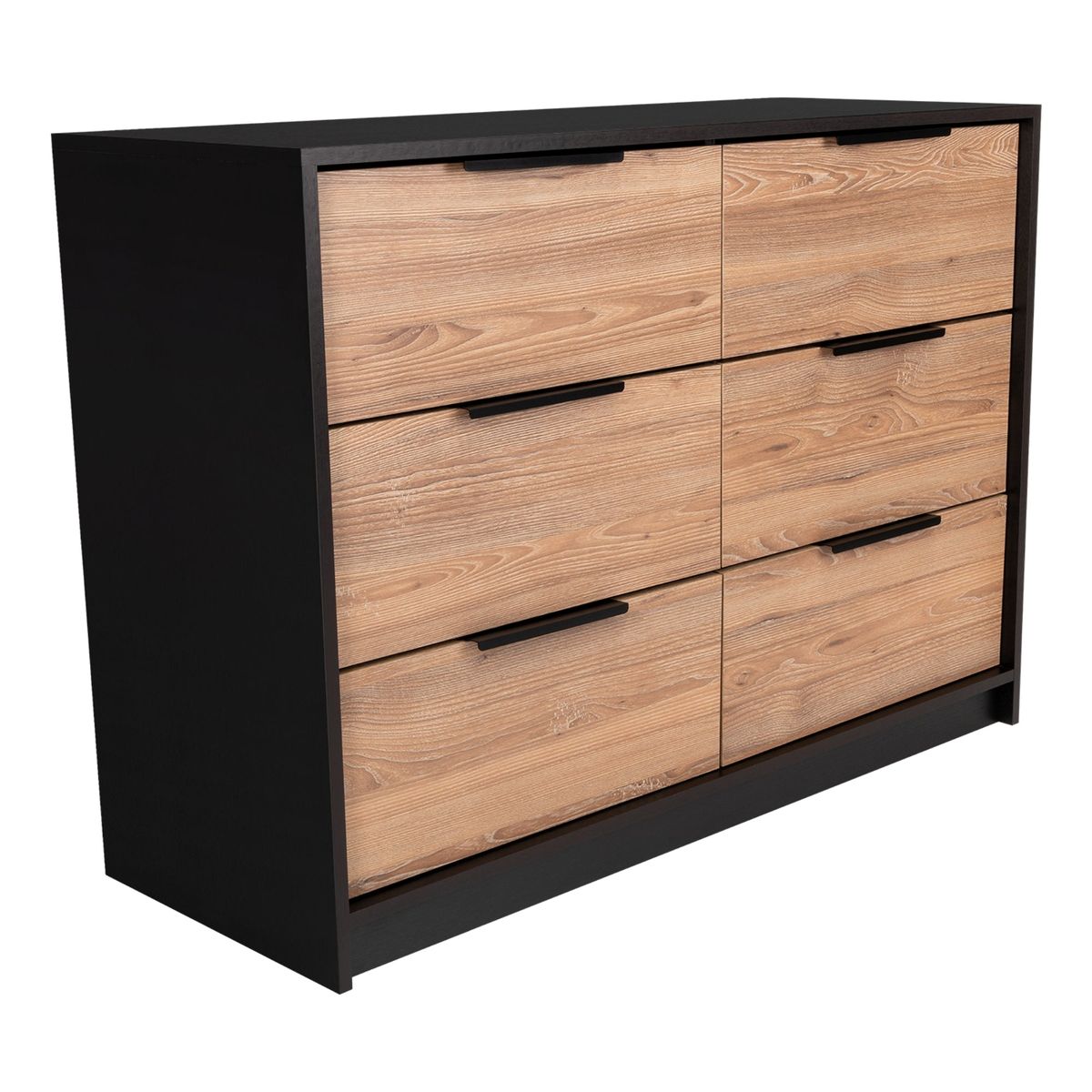 TUHOME - Comoda 4 Cajones 2 Puertas - Negro y Café Claro 77.6x107x41.3 cm