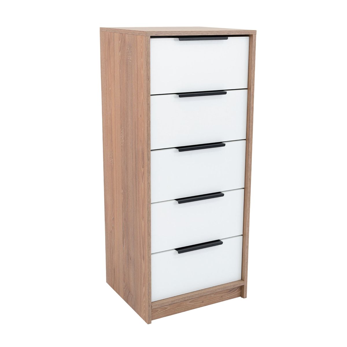 TUHOME - Cómoda Alta Kaia 5 Cajones Miel Y Blanco 107x45x41 Cm