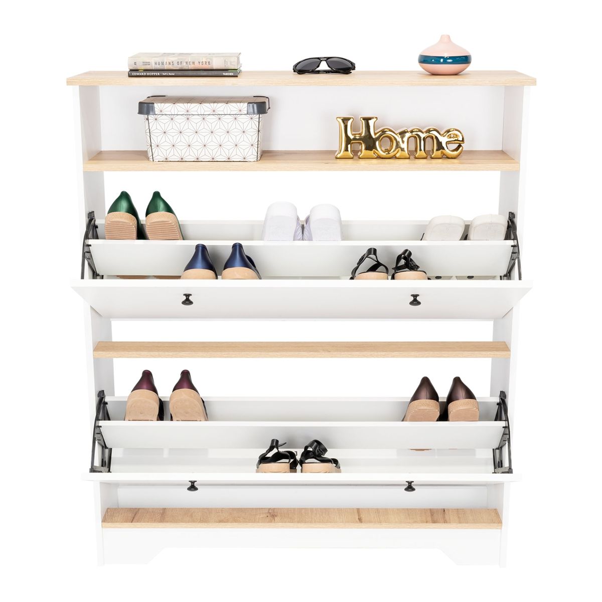 TUHOME - Cómoda Zapatero Z-100 2 Puertas Abatibles Blanco Y Duna.