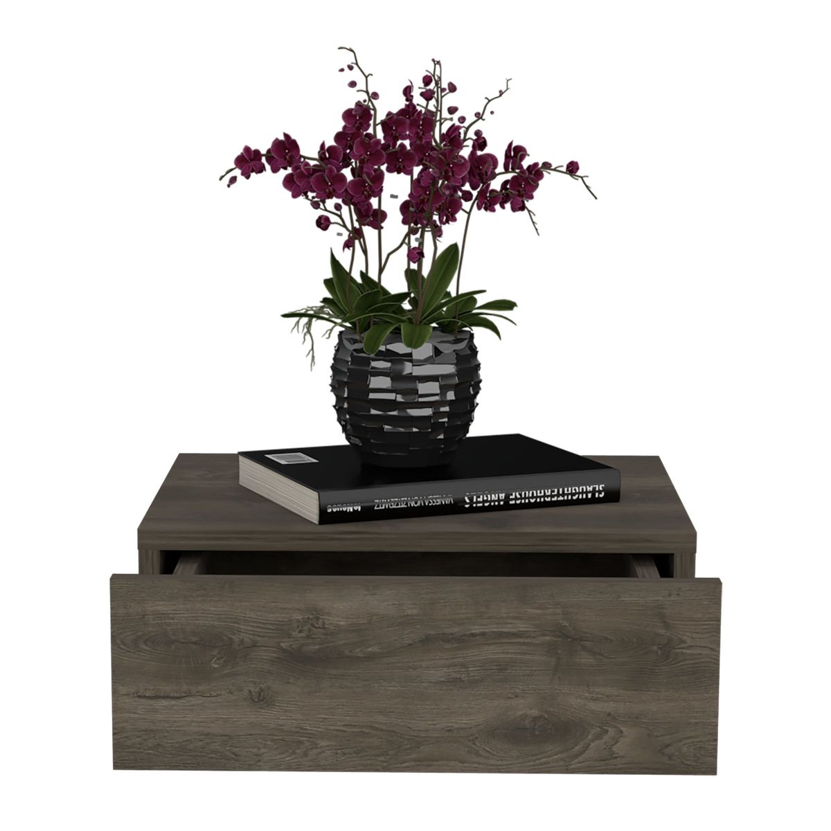 TUHOME - Velador Flotante 1 Cajón - Café Oscuro 13x40x34.1 cm