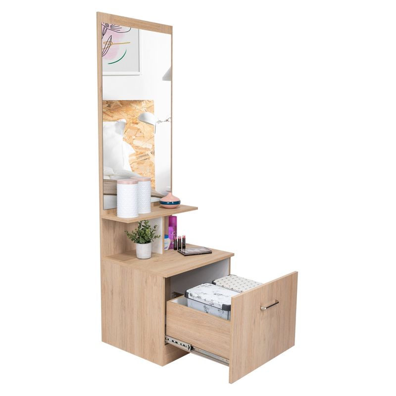 TUHOME - Velador Multifuncional Z-54 Rovere Y Blanco Con Espejo 170x54x47 Cm