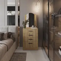 TUHOME - Cómoda Praga 3 Cajones 1 Puerta Abatible Fresno