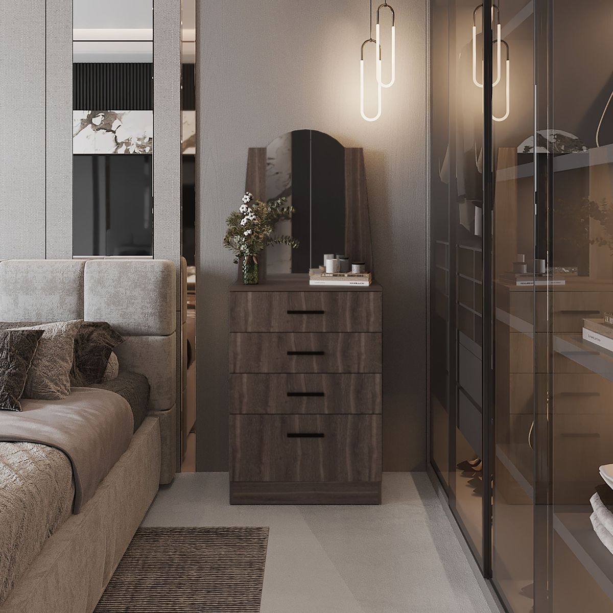 TUHOME - Cómoda Praga 3 Cajones 1 Puerta Abatible Milan