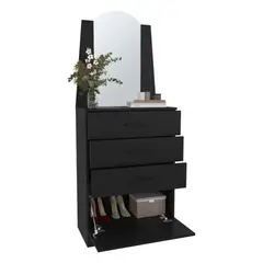 TUHOME - Cómoda Praga 3 Cajones 1 Puerta Abatible Wengue