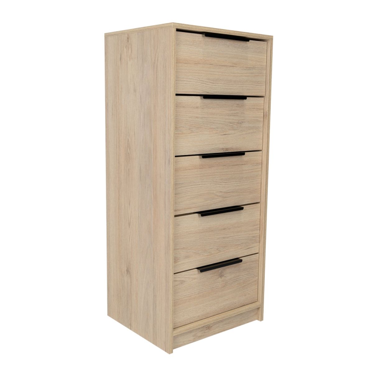 TUHOME - Cómoda Alta Kaia 5 Cajones Rovere Y Blanco 107x45x41 Cm