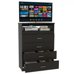 TUHOME - Cómoda Z-80 4 Cajones Tv 40 Wengue