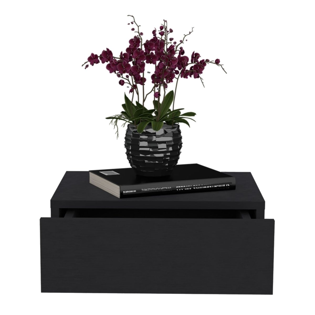 TUHOME - Velador Flotante 1 Cajón - Negro 13x40x34.1 cm