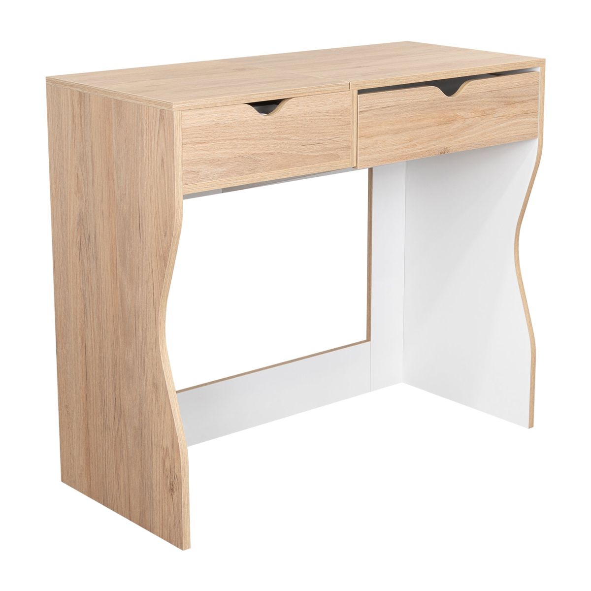 TUHOME - Mueble Tocador 2 Cajones - Café Claro y Blanco 78x90x40 cm