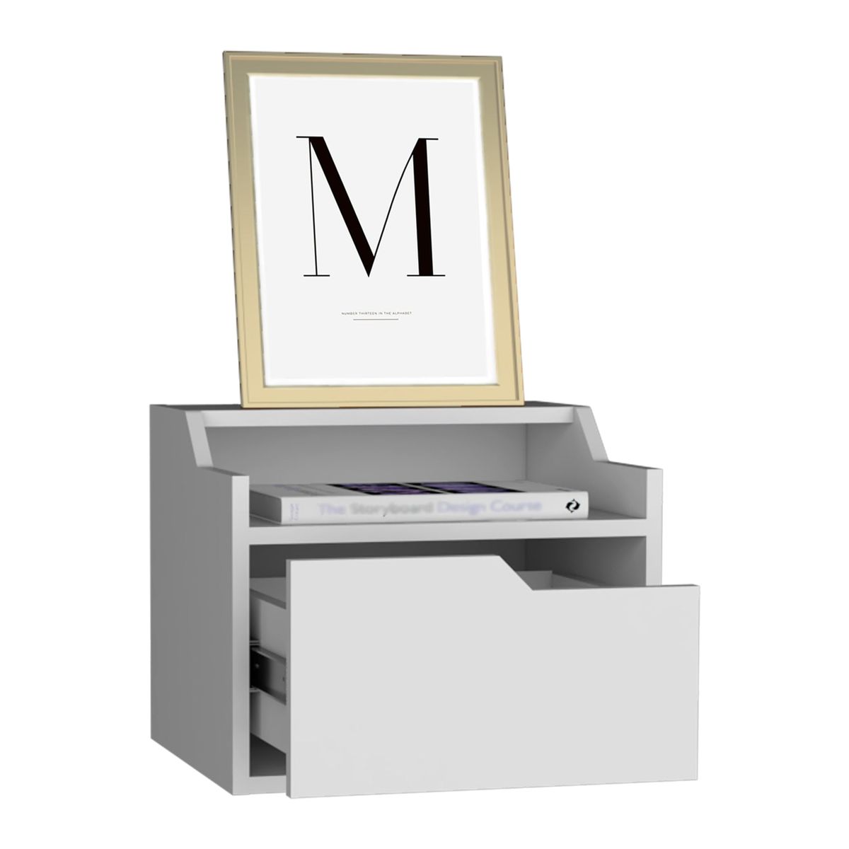 TUHOME - Velador Busan Flotante Blanco 1 Cajón 33x40x34 Cm