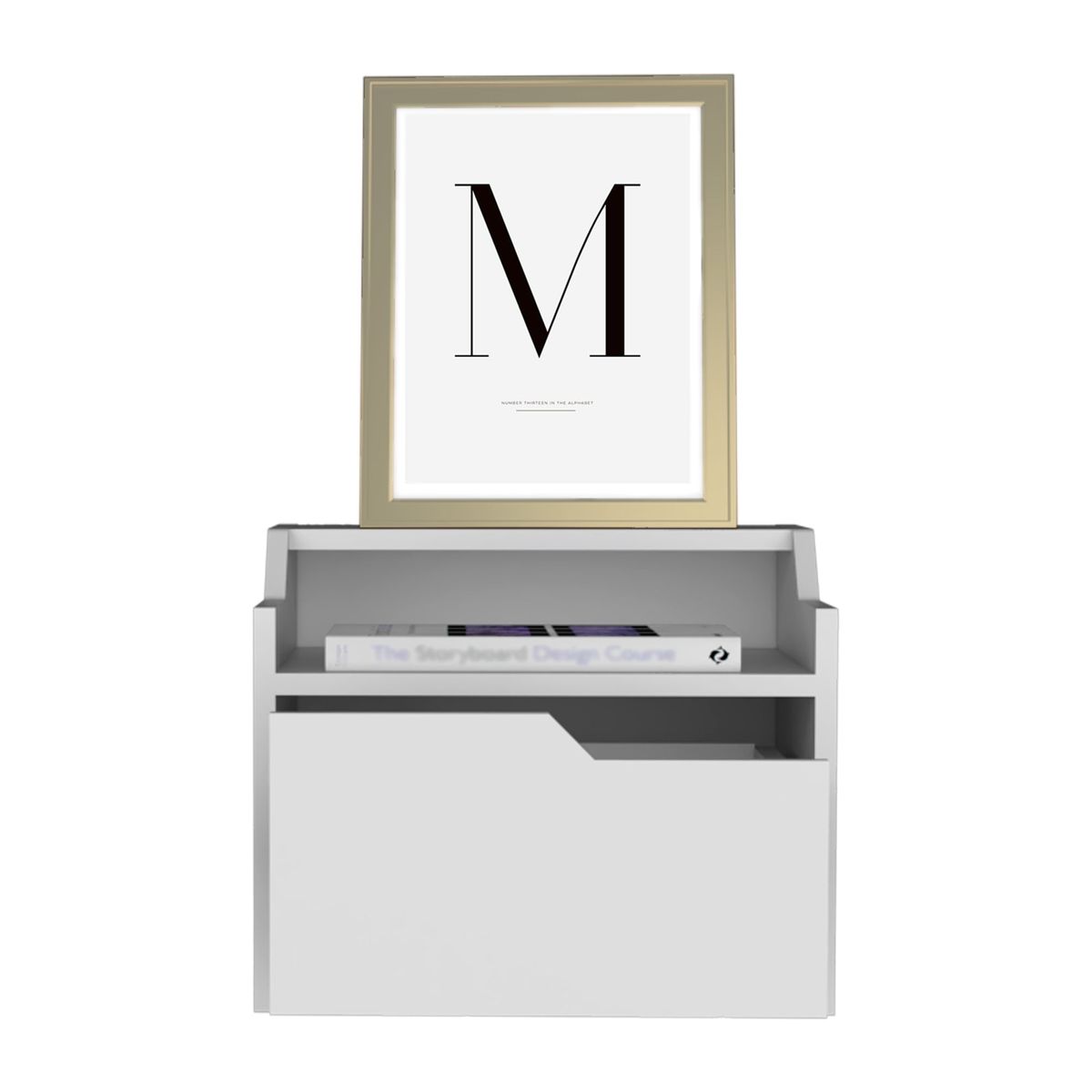 TUHOME - Velador Busan Flotante Blanco 1 Cajón 33x40x34 Cm