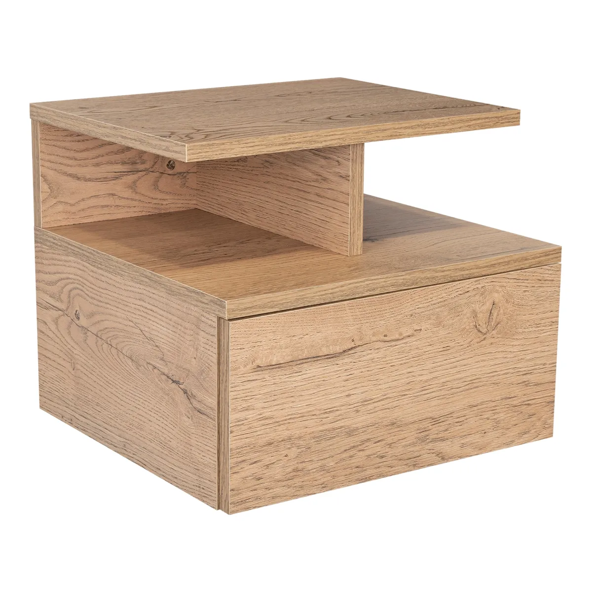 TUHOME - Velador Flotante 1 Cajón - Café Claro 29.5x35.6x33.6 cm