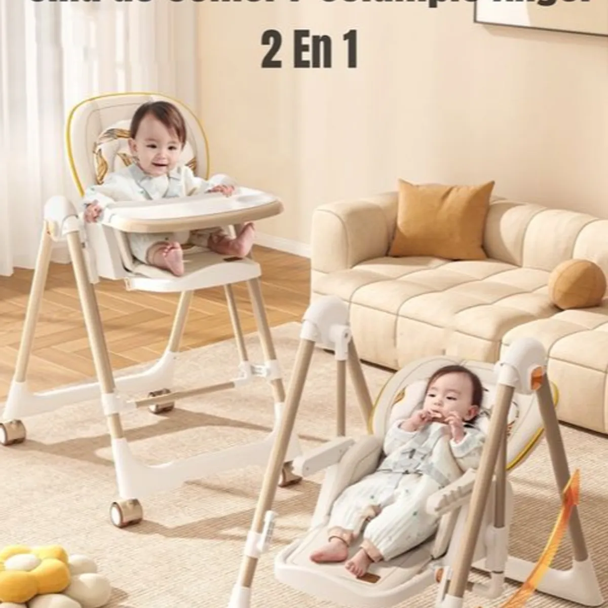 BLLOQ - Silla De Comer Columpio 2 En 1 Blanca