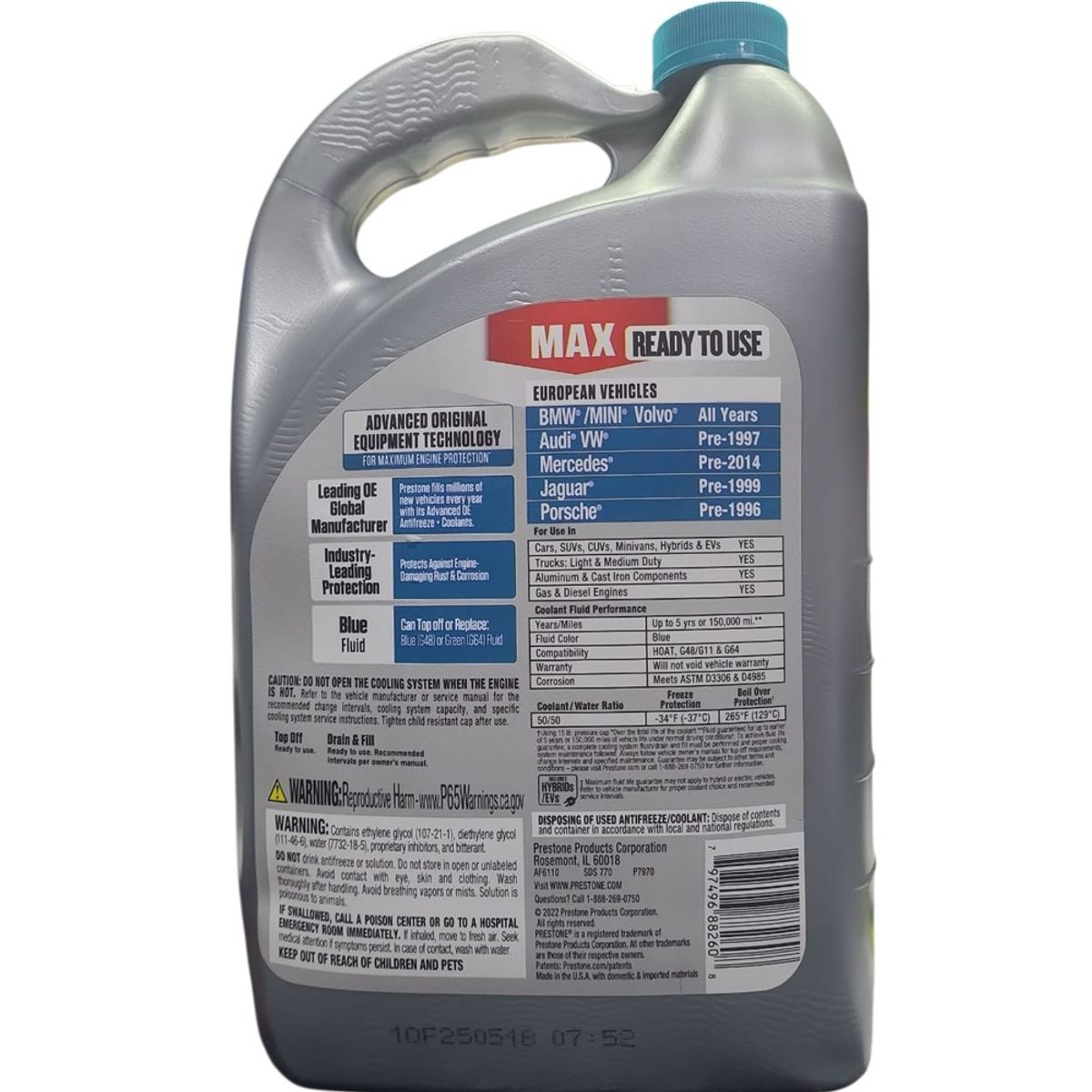 PRESTONE - Refrigerante Y Anticongelante Prestone 50/50 Turquesa 3.8l