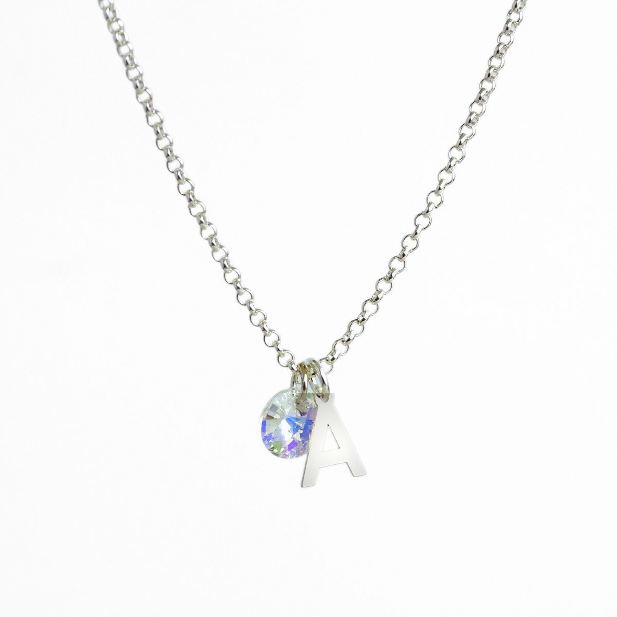 MABELITA - Cadena Plata Inicial y Cristal - A